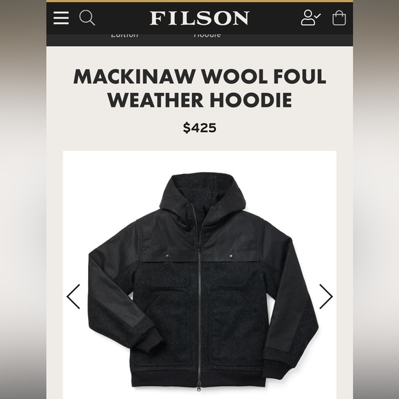 Filson Other - FILSON MACKINAW WOOL FOUL WEATHER HOODIE